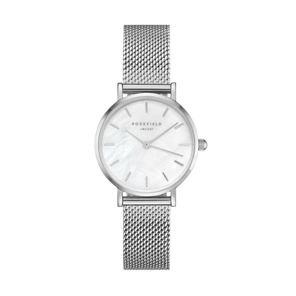 Timeless Silver Mesh Elegance with Mother of Pearl Dial