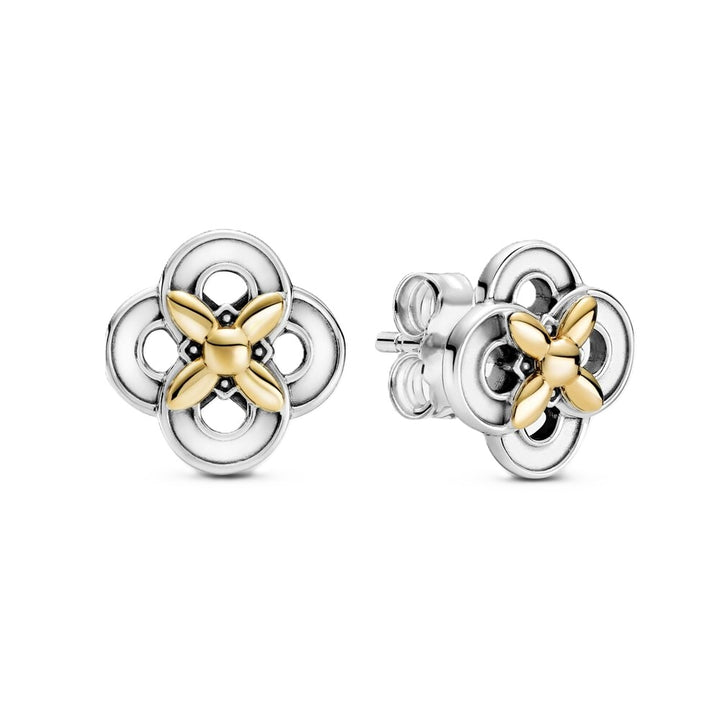 Timeless Silver Studs with Gold-Tone Elegance
