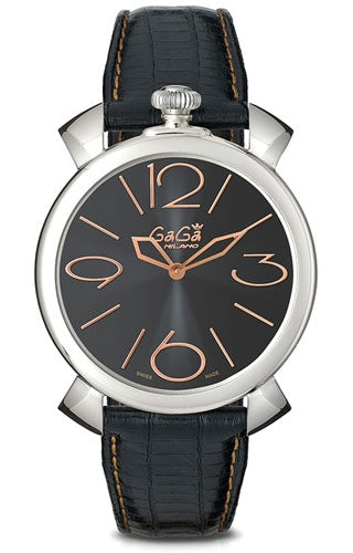 GaGa Milano Black Leather Analog Watch