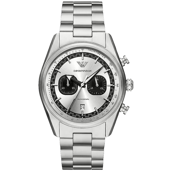 Emporio Armani Silver Chronograph Tachymeter Watch