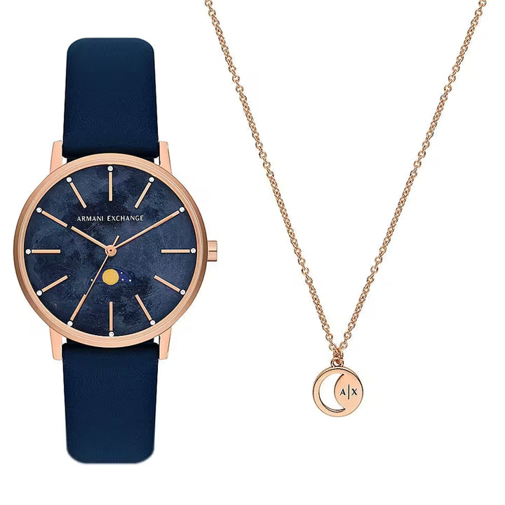 Armani Exchange Rose Gold Navy Watch Set