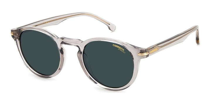 Timeless Transparent Grey Round Sunglasses with Gold Accents