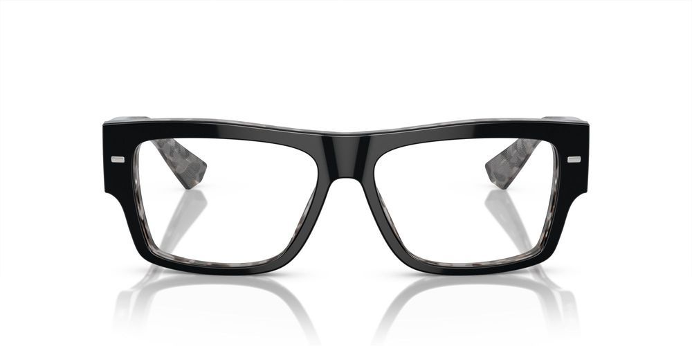 Camouflage Elegance in Black Acetate Frames