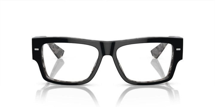 Camouflage Elegance in Black Acetate Frames