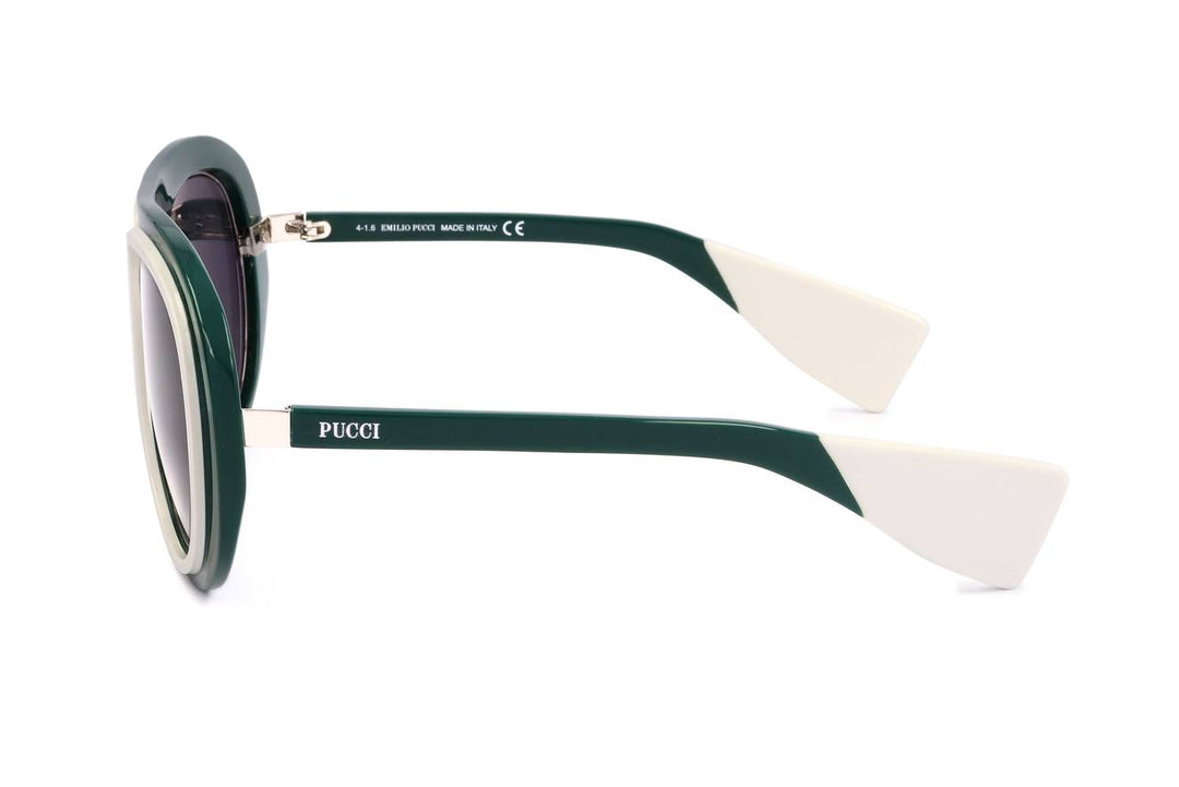 Sculptural Dark Green & White Frame Sunglasses