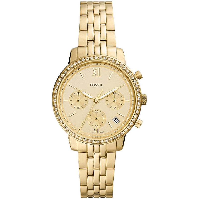 Fossil Gold Chronograph Metal Bracelet Watch