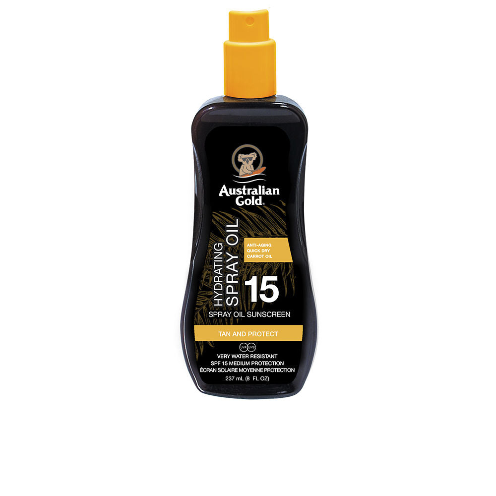 Spray oil sunscreen bottle, 237 ml, carrot seed and native Australian oils, SPF15, Unisex