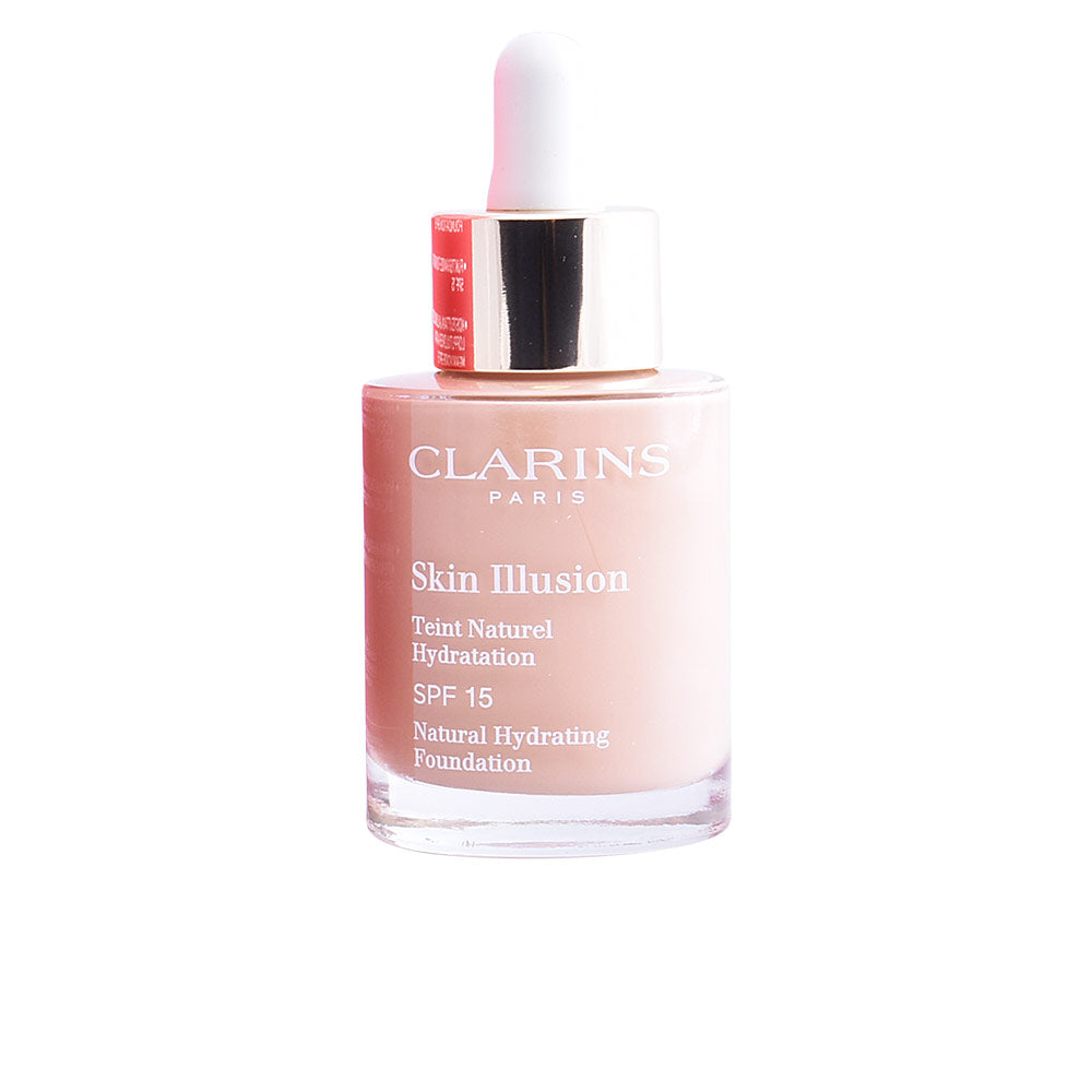 30 ml bottle of hydrating fluid foundation with serum-like texture, shade 107
