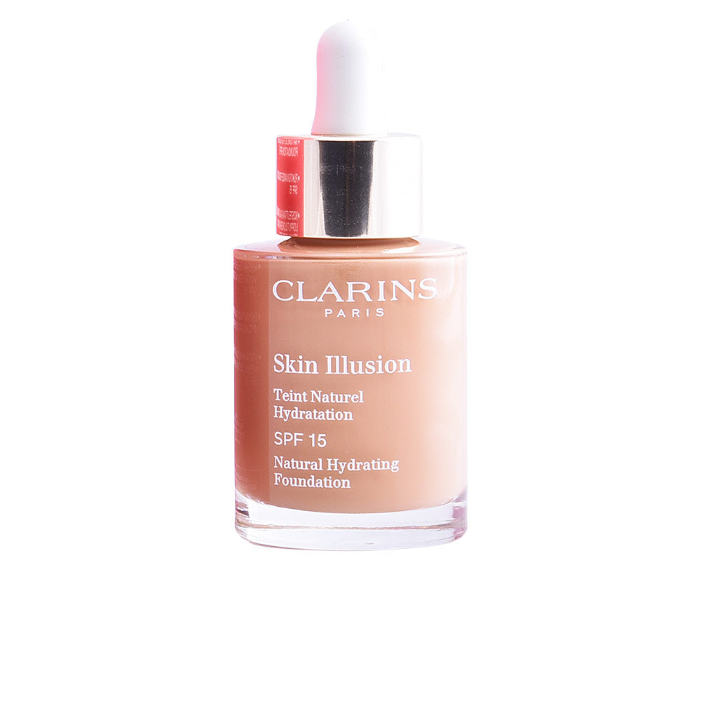 30 ml bottle of hydrating fluid foundation with serum-like texture, shade 107
