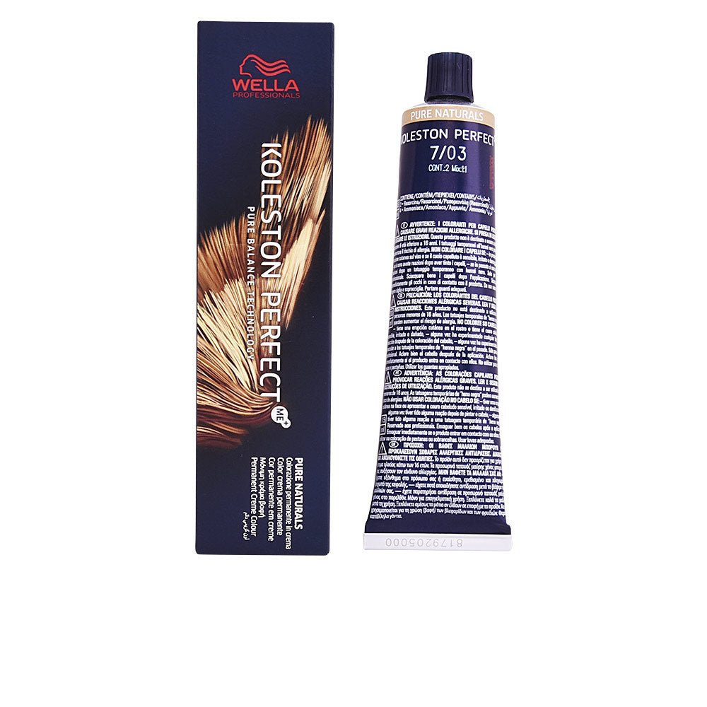 Tube of permanent cream hair colour, shade 7/03, 60 ml, Unisex