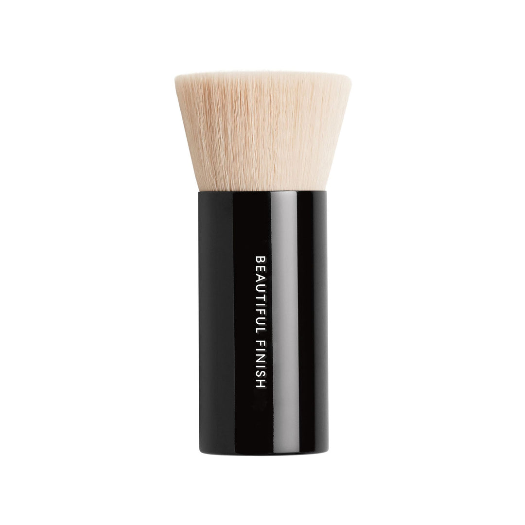 Skirt-shaped synthetic foundation brush with convex centre, for loose mineral powders