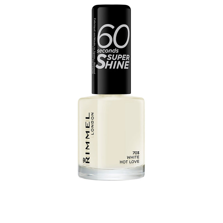 Cream white high‑gloss nail polish bottle, 8 ml, wide brush shown