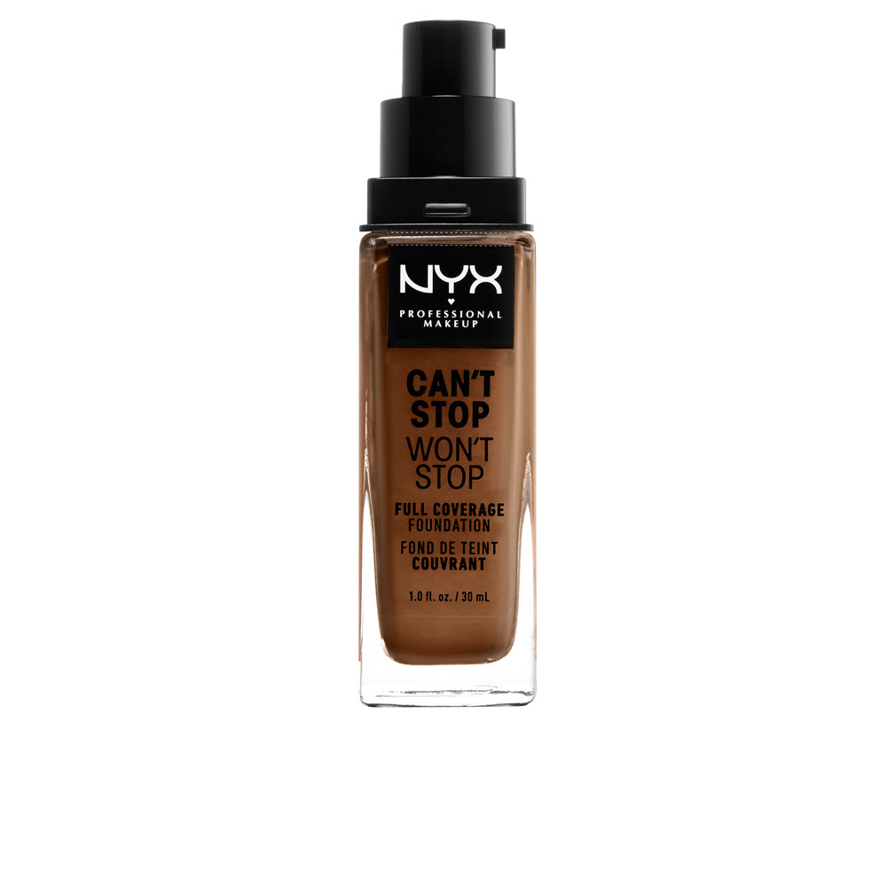 30 ml bottle of full‑coverage matte liquid foundation in cappuccino shade