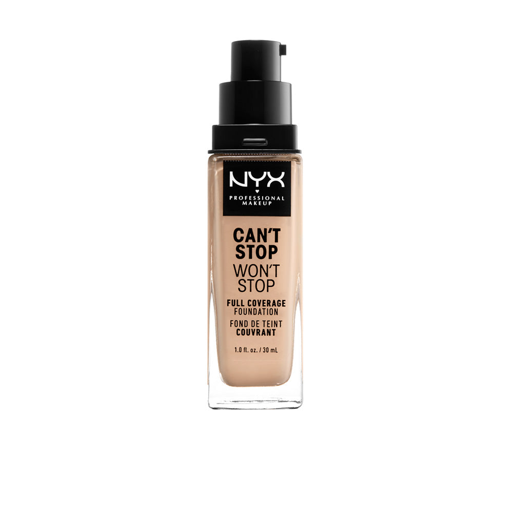30 ml liquid full-coverage matte foundation in vanilla shade, pump bottle