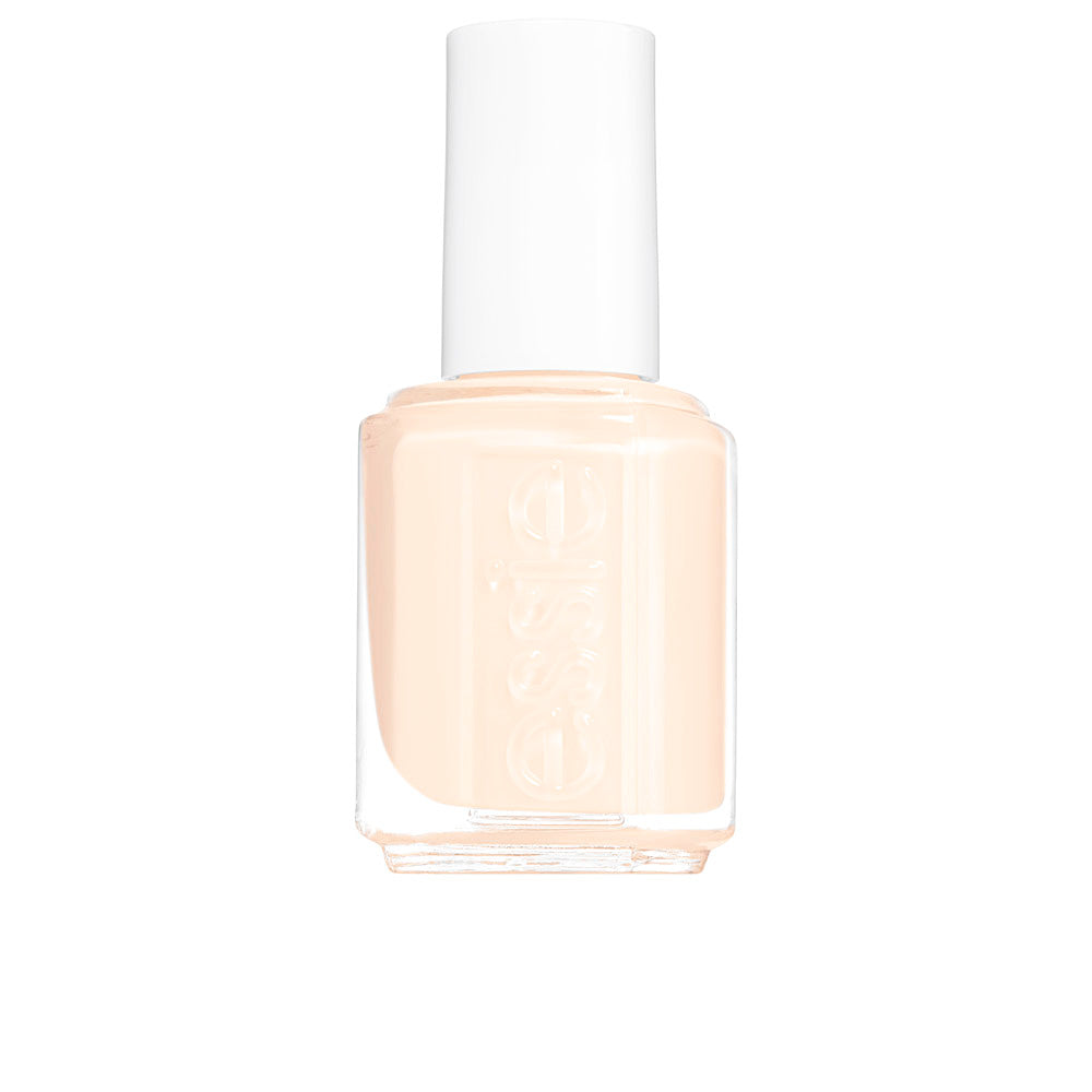 Bottle of creme nail polish in soft red, 13.5 ml, with ergonomic brush