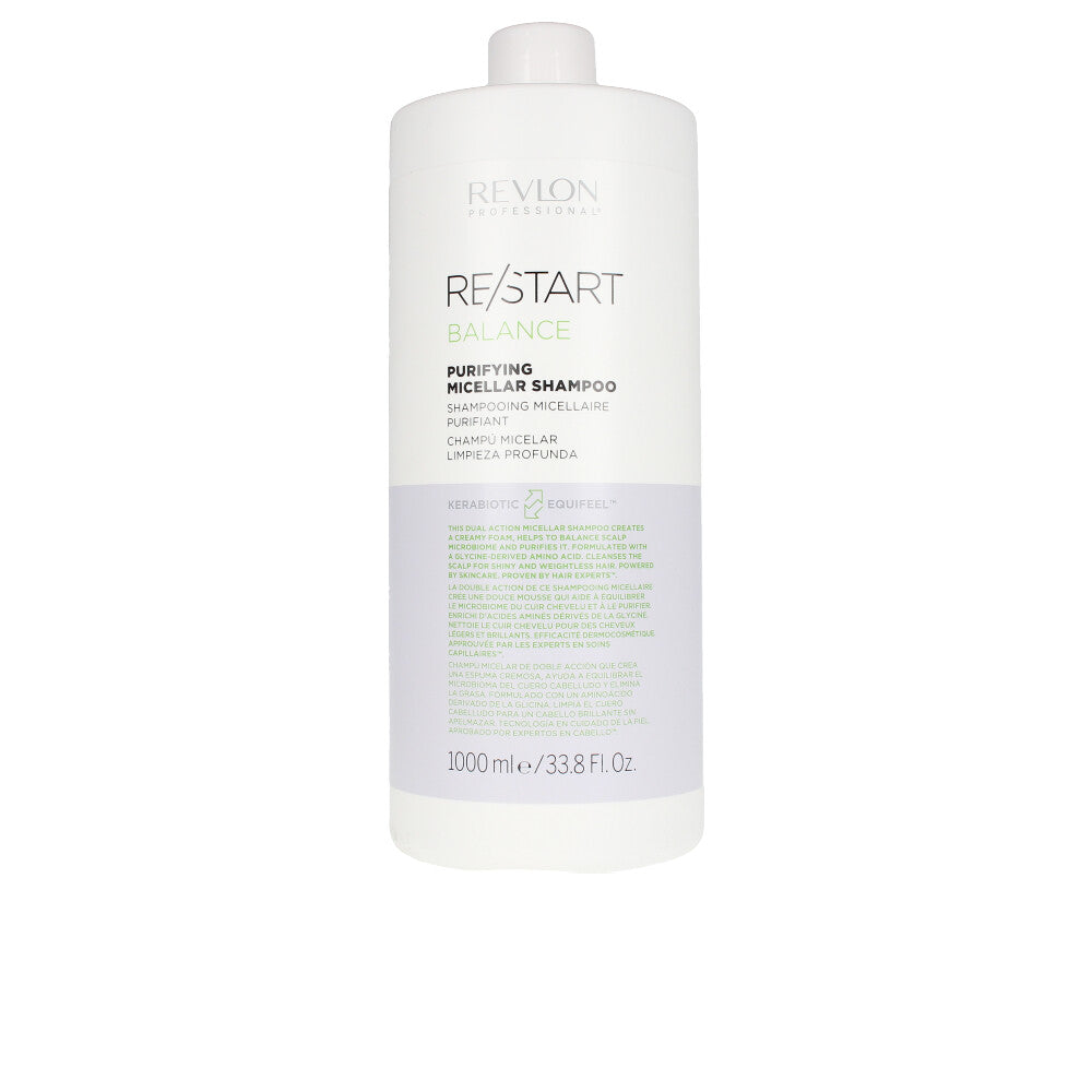 Clear 1,000 ml purifying micellar shampoo bottle, Kerabiotic formula, Unisex