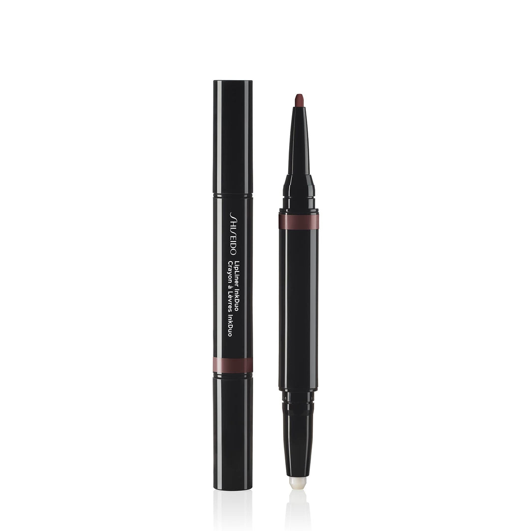 Slim dual-ended lip pencil in espresso shade, 1.1 g, matte primer and liner