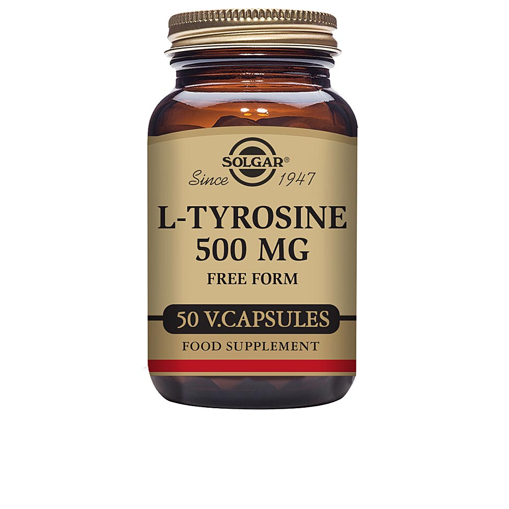 Bottle of L‑Tyrosine 500 mg capsules, 50 units, dietary supplement