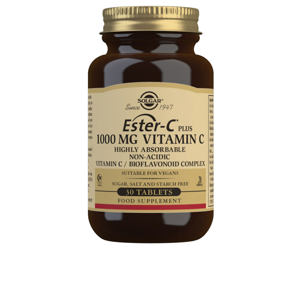 Bottle of 30 Ester‑C 1000 mg buffered vitamin C tablets, vegan, sugar‑free
