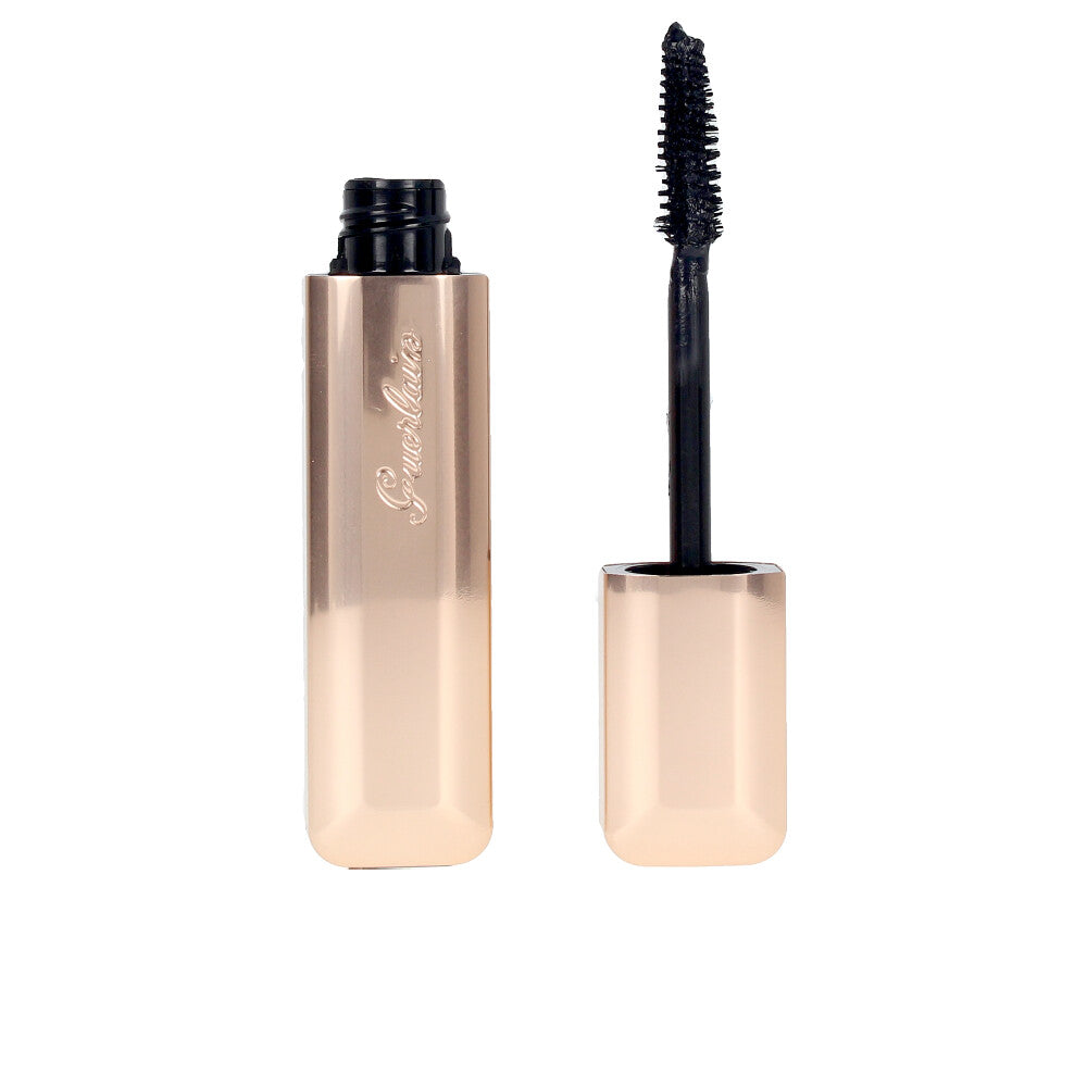 Tube of black volumising mascara with tapered fibre brush, 8.5 ml