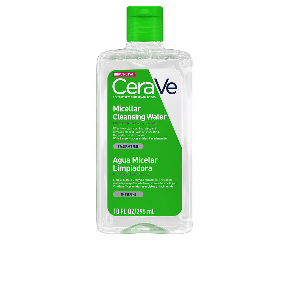 Clear 295 ml micellar cleansing water bottle, fragrance-free, ceramide formula for Women