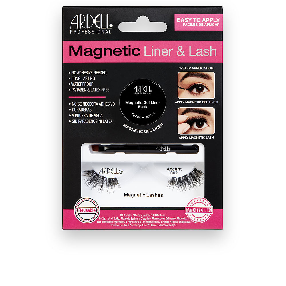 Three magnetic strip lashes with black magnetised gel liner, 3 pack