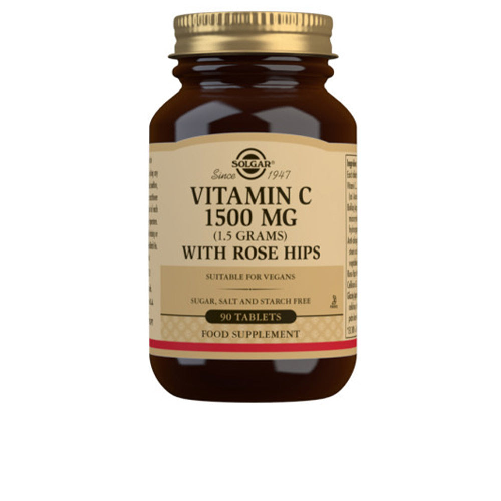 Bottle of 90 Rose Hips C 1500 mg tablets, vegan, sugar‑free