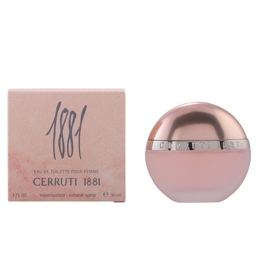 Rounded crystal 30 ml floral Eau de Toilette with metallic semicircular cap