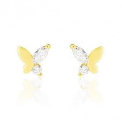 Radiant Crystal Studs in Gleaming Yellow Gold