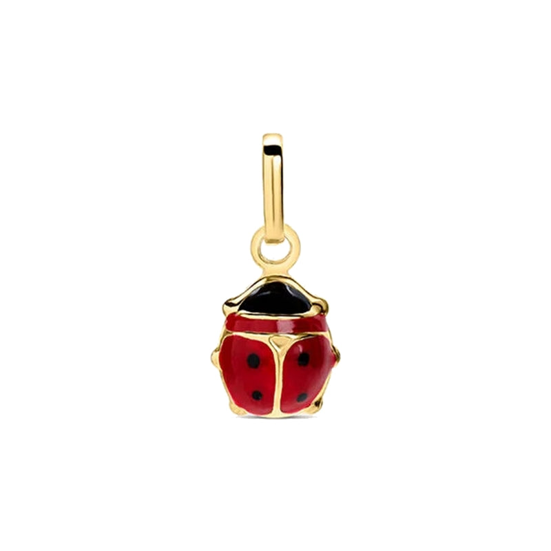 Playful Enamel Charm Pendant in Gold and Red