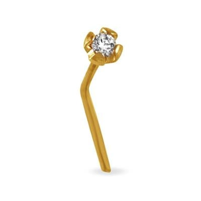 Radiant Minimalist Gold Nose Stud with Diamond Sparkle