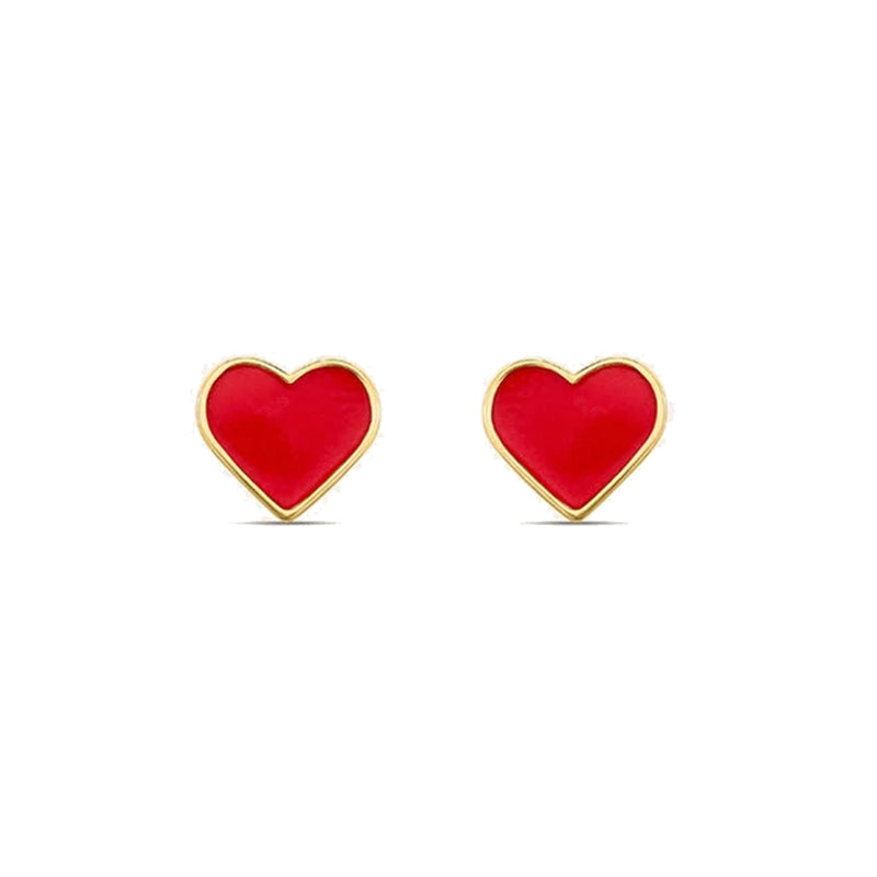 Radiant Red and Gold Enamel Stud Earrings