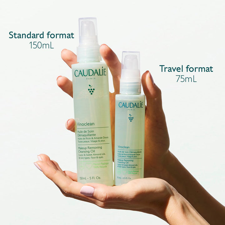 150 ml bottle of botanical cleansing oil with pump, clear golden oil