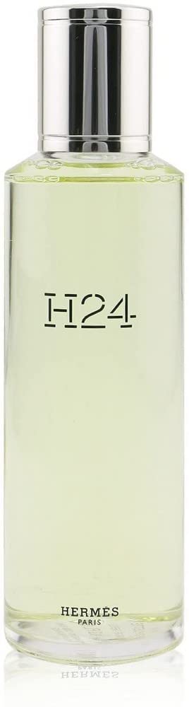 Clear rectangular refillable bottle with lime detail, 125 ml aromatic fougère