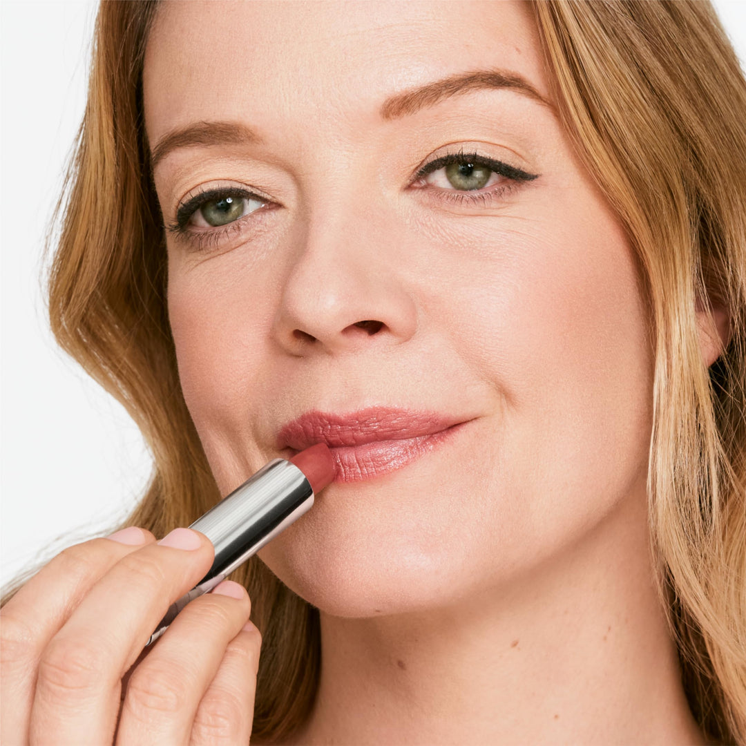 Satin sheer lip pencil in pale nude, 3 g, sharpened tip visible
