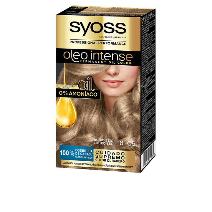 Boxed oil‑infused ammonia‑free hair colour, shade 8.05 Rubio beige, five-pack