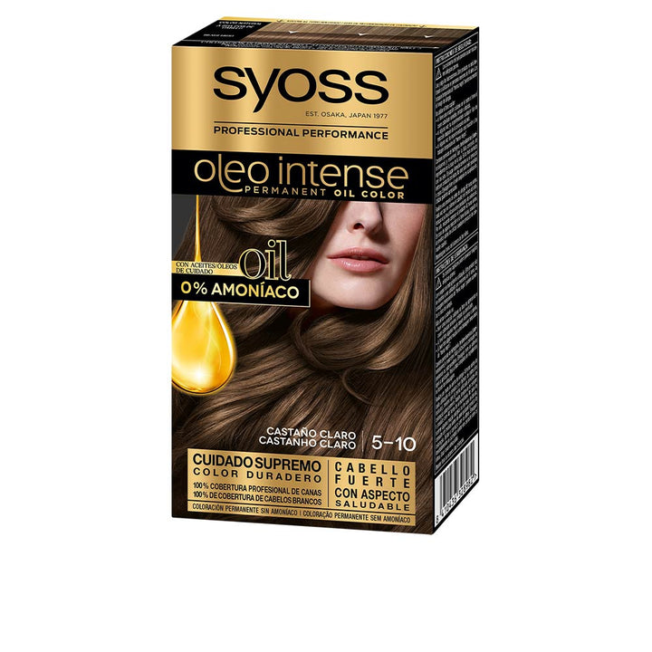 Boxed oil-infused permanent hair colour, shade 5.10 light brown, 5-piece kit