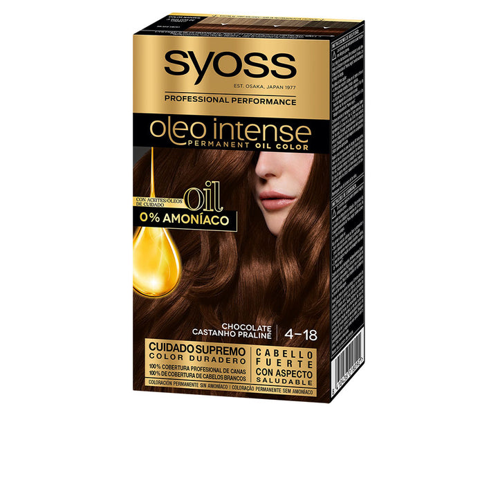 Boxed oil-infused permanent hair colour, shade 4.18 Chocolate, 5-piece kit