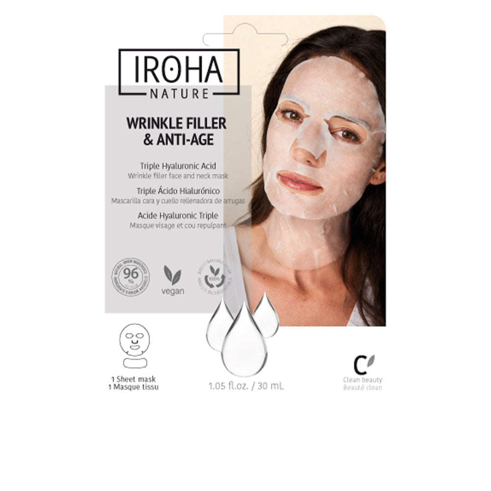 Sheet mask for face and neck in biodegradable fabric, 30 ml serum sachet