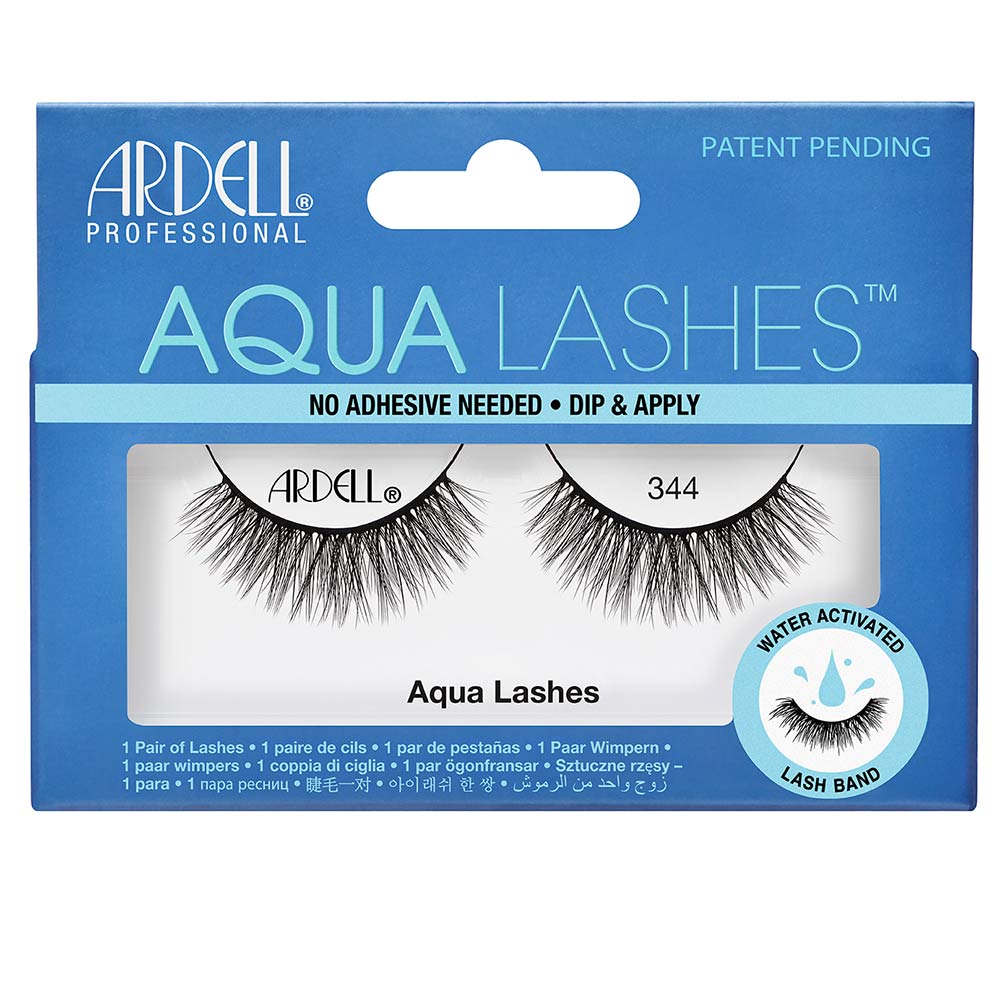 Pair of short, rounded water-activated false lashes with black activation band