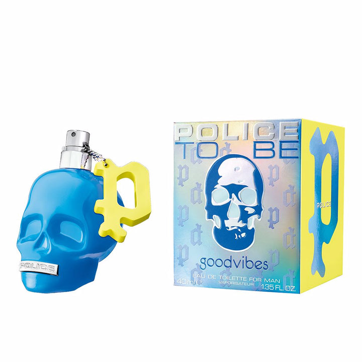 Electric-blue 40 ml Eau de Toilette bottle with P charm, woody-aromatic perfume for Man