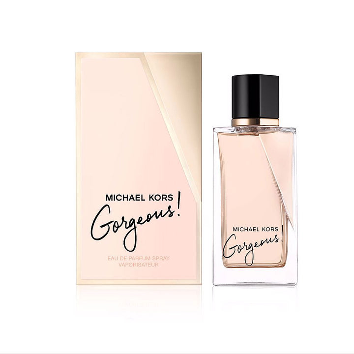 Glass perfume bottle with amber-coloured liquid and minimalist label, women&