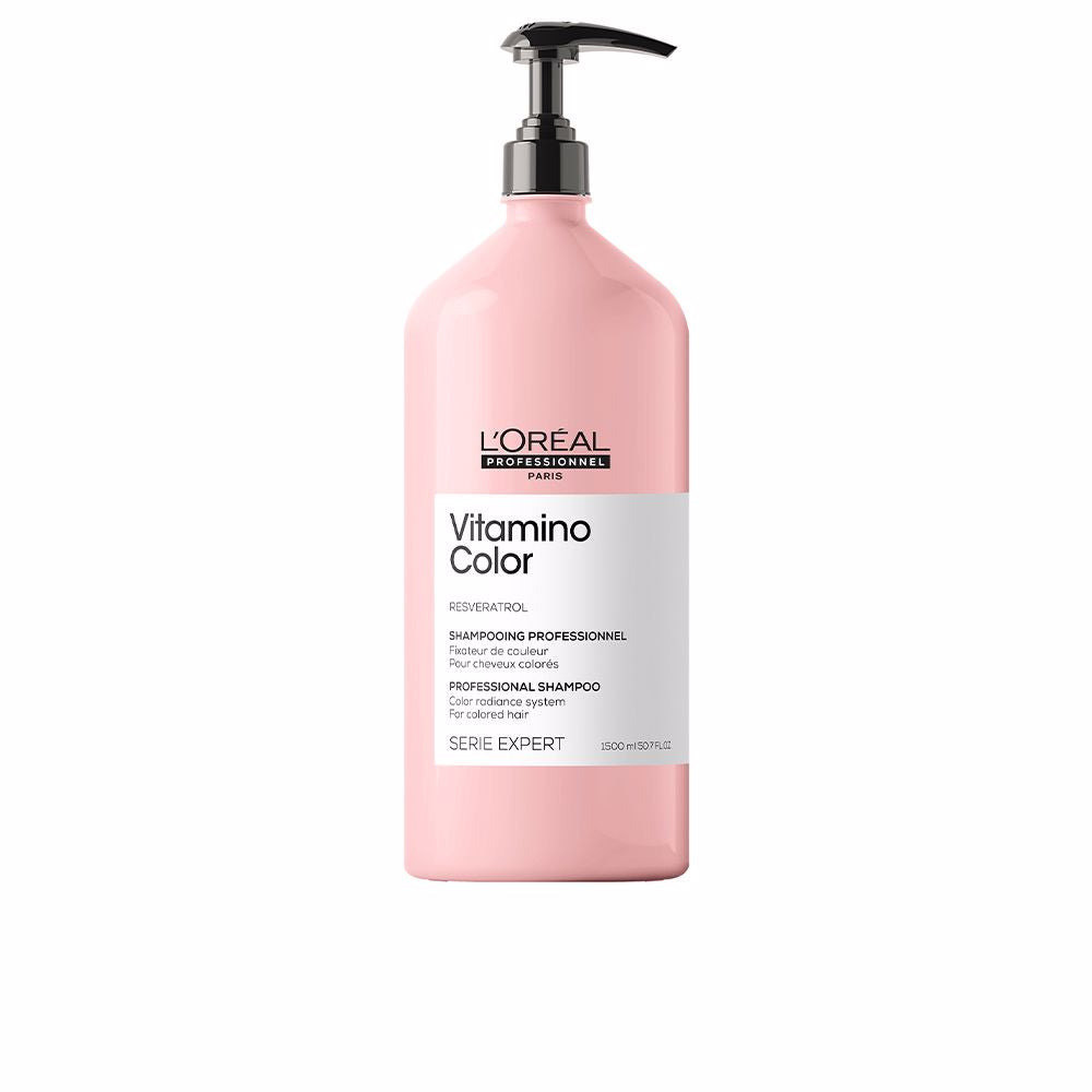 Large 1500 ml professional Vitamino Colour shampoo bottle, refillable, for Unisex coloured hair