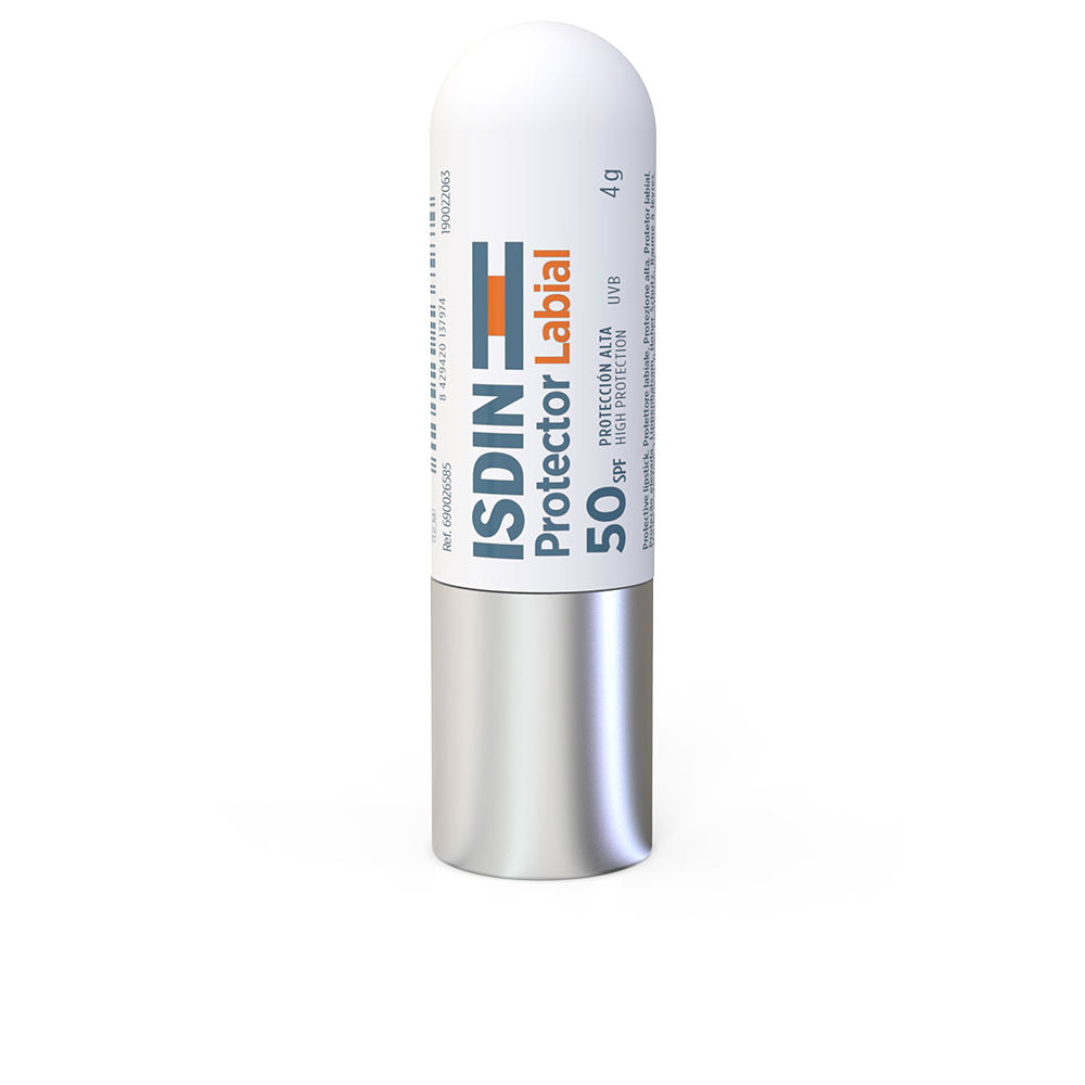 Small SPF50+ lip balm stick, 4 g, cream-coloured balm in compact tube