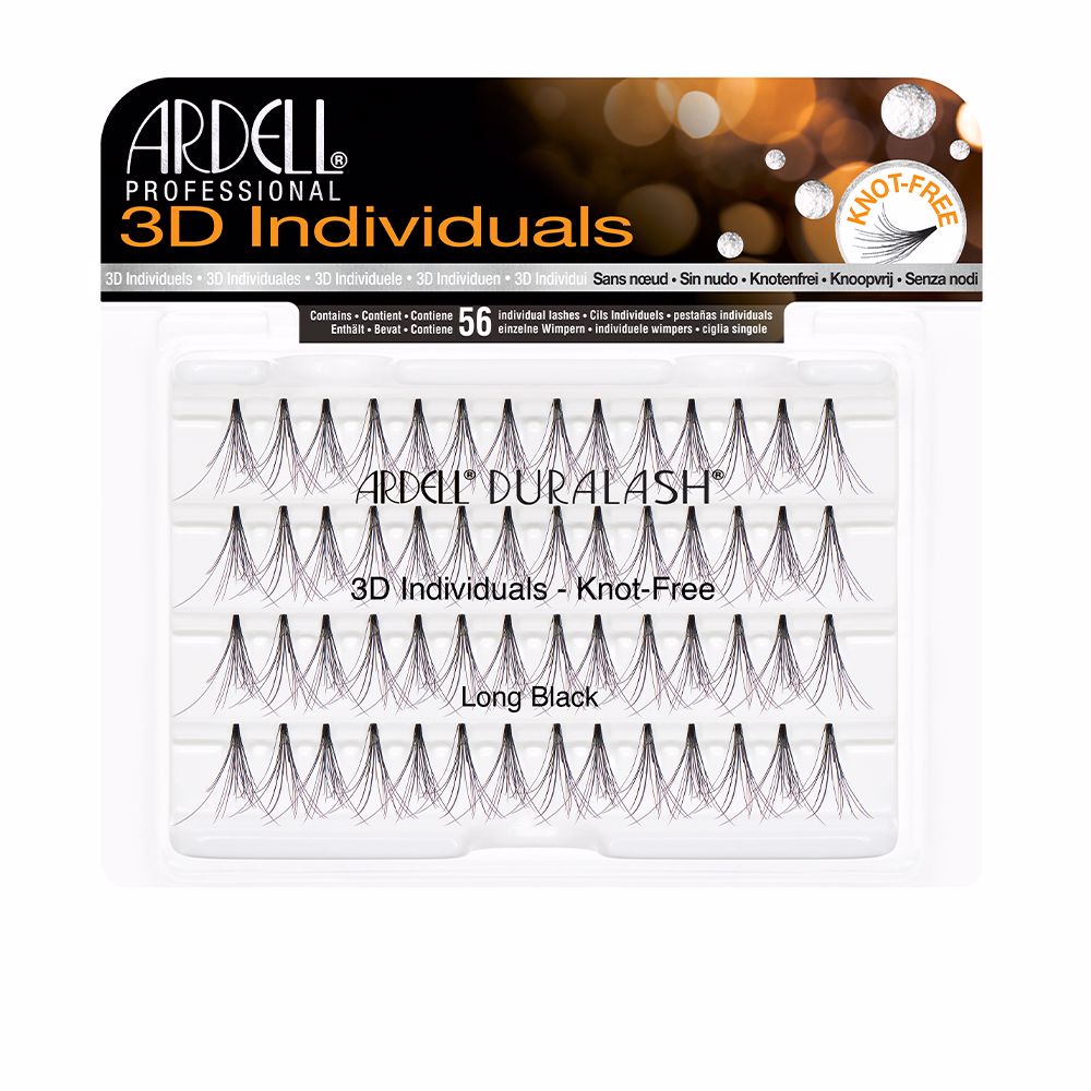 Tray of long black 3D individual lash clusters, medium length, Unisex