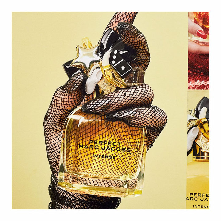100 ml amber-hued eau de parfum bottle; warm floral woody fragrance