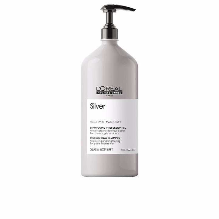 Large professional violet toning shampoo bottle for Unisex grey and silver hair