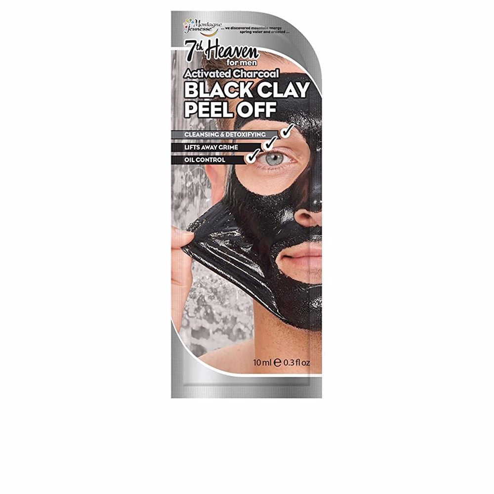Small 10 ml tube of black clay peel-off mask for Man — charcoal gel