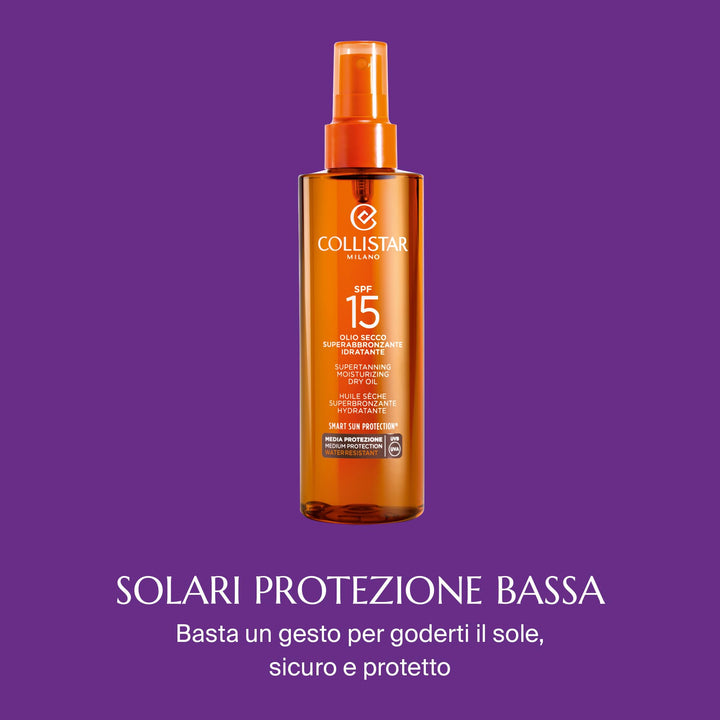 200 ml amber dry oil bottle for hair and skin with SPF 15, lightweight texture