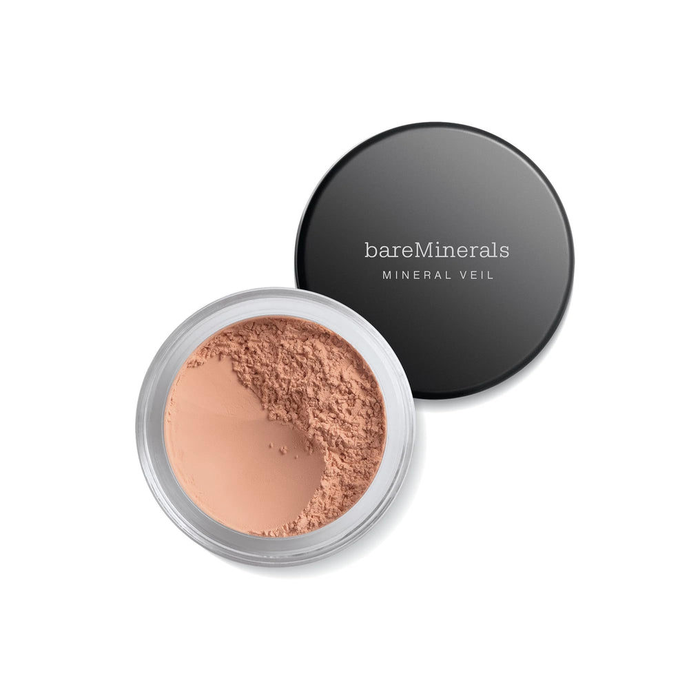 Small jar of translucent loose mineral finishing powder, tinted 9 g, matte finish